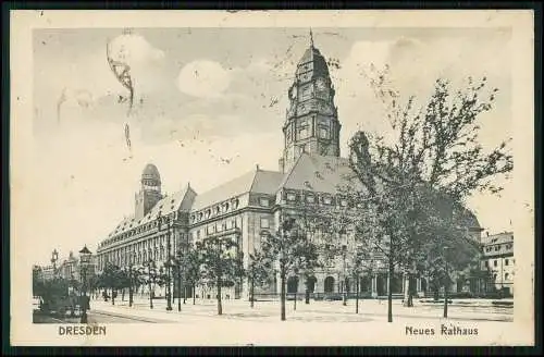 AK Dresden an der Elbe neues Rathaus 1918 Feldpost gelaufen