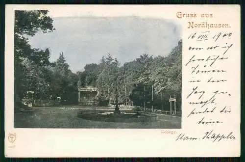 AK Ansichtskarte Postkarte Nordhausen am Harz, Gehege 1900 gelaufen