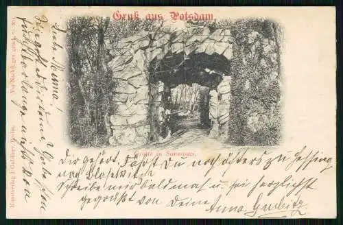 AK Ansichtskarte Potsdam Blick auf die Grotte in Sanssouci 1901 gelaufen