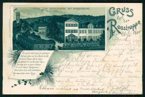 AK Thale Harz Hotel zur Rosstrappe mit Winzenburg Hotel Stempel 1901 gelaufen