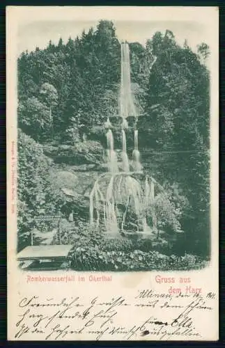 AK Goslar Grüne Tanne Romker-Wasserfall im Okerthal 1901 gelaufen