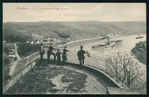 AK Diesbar Seußlitz Nünchritz Elbe Blick vom Bösen Bruder 1908 gelaufen