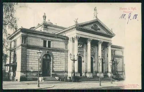 2x AK Plauen Vogtland Touristenvereins Haus auf Tennerahöhe u. Theater 1908 gel.