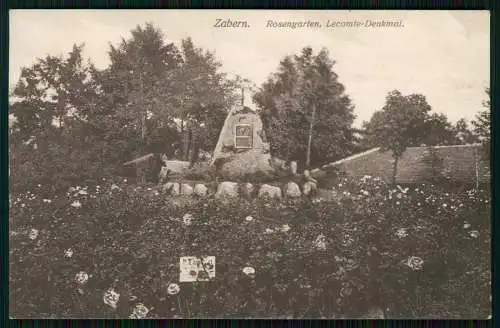 AK Saverne Zabern Elsass Bas Rhin Lecomte Denkmal Rosengarten 1917 Feldpost