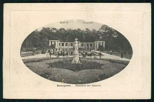 Ovale Präge AK Berlin Tiergarten Rosengarten Standbild d. Kaiserin 1919 gelaufen