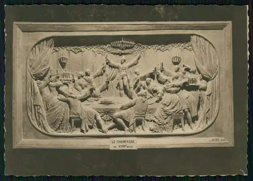 AK Champagne Pommery & Greno Reims Bas-relief sculpté dans la craie