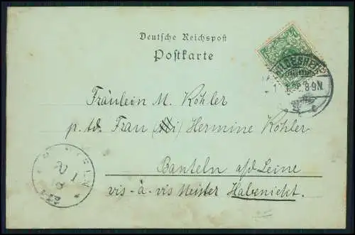 Mondschein AK Hildesheim Blick zum Rathaus Jugendstil-Blume 1898 gelaufen