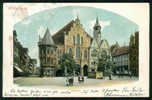 AK Hildesheim in Niedersachsen Rathaus Kinder am Brunnen 1901 gelaufen