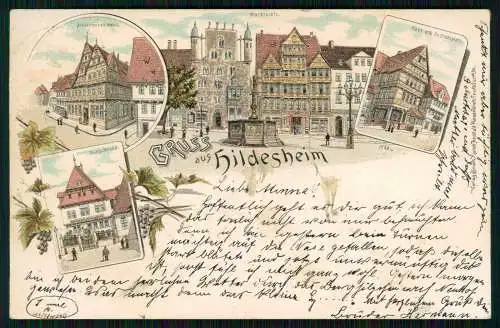 AK Litho Hildesheim, Marktplatz, Domschenke, Andreasplatz .... 1901 gelaufen