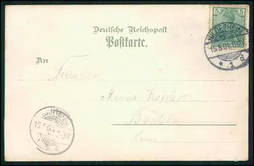 AK Litho Hildesheim Altdeutsches Haus Andreasplatz Tandem Fahrrad 1901 gelaufen