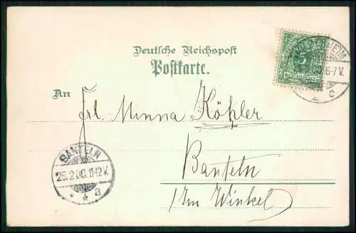 AK Litho Hildesheim Panorama, St Bernhard Denkmal, Rosenstock 1900 gelaufen
