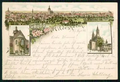 AK Litho Hildesheim Dom Rosenstock Panorama 1899 gelaufen