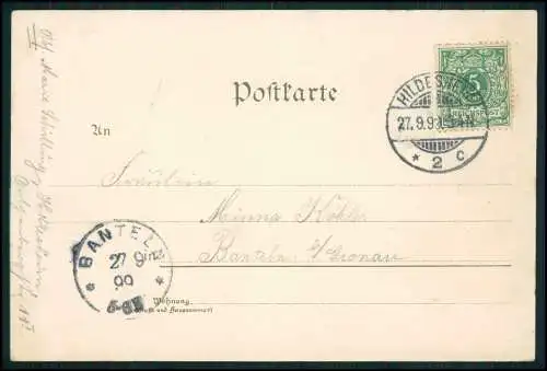 AK Litho Hildesheim Dom Rosenstock Panorama 1899 gelaufen