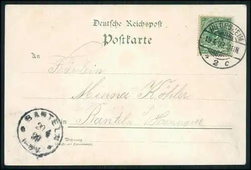 AK Litho Hildesheim St. Bernward Denkmal Rosenstock Rathaus .... 1899 gelaufen