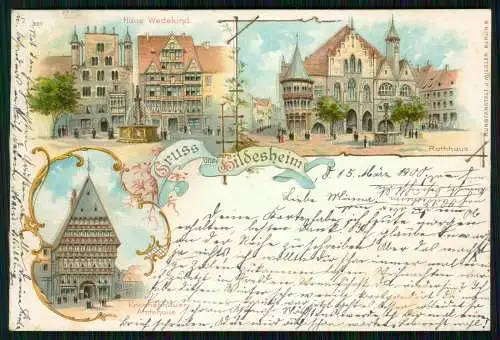 AK Litho Hildesheim, Haus Wedekind, Knochenhauer Amtshaus 1900 gelaufen