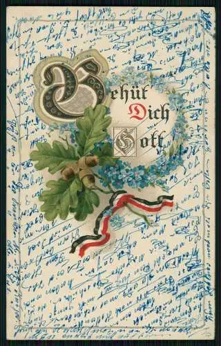 AK Behüt dich Gott - Patriotische Karte Schleife Eichenlaub 1916 gelaufen