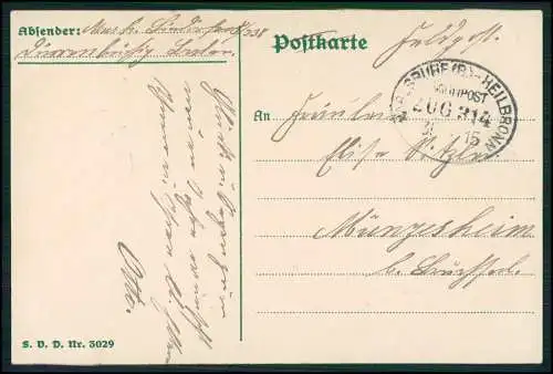 AK 1.WK Deutsch und treu Soldaten am Geschütz S.V.D. 3029 Feldpost 1915 gelaufen