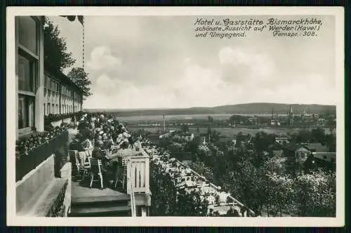 Foto AK Werder an der Havel - Hotel und Gaststätte Bismarckhöhe, Terrasse DDR