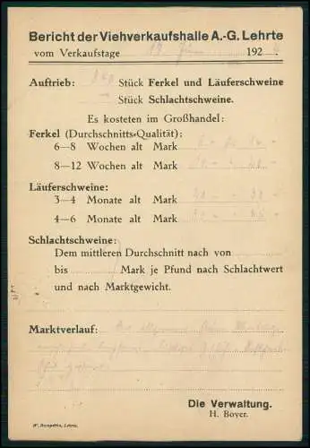 AK Viehverkaufshalle A.G. Lehrte NI 1923-24 gel. n. Schlachthof Essen Ruhrgebiet