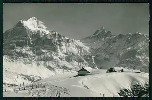 Foto AK Grindelwald Berner Alpen Schweiz First-Bahn Schreckhörner Wetterhorn