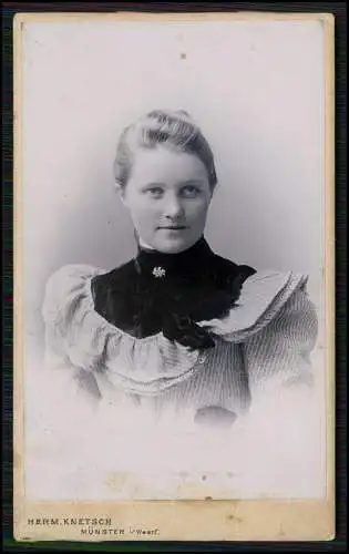 CDV Foto- Portrait hübsche junge Dame Atelier Hermann Knetzsch Münster Westfalen