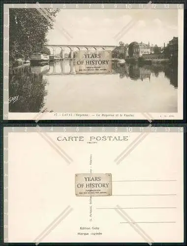 AK Laval Mayenne Loire - Die Mayenne und das Viadukt 