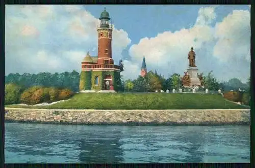 AK Holtenau Kiel, Leuchtturm und Kaiser Wilhelm Denkmal 1911