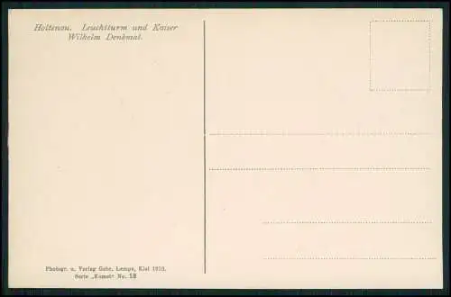 AK Holtenau Kiel, Leuchtturm und Kaiser Wilhelm Denkmal 1911