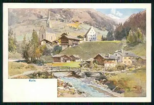 Künstler AK Kals am Großglockner in Osttirol Ortschaft mit Kirche und Fluss