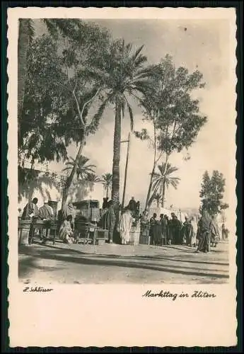 Foto AK Wehrmacht Deutsches Afrikakorps - Markttag in Zliten - H. Schlösser