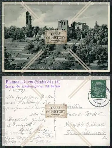 AK Bad Dürkheim Stempel Bismarckturm Peterskopf Eigentum des Verschönerungsve