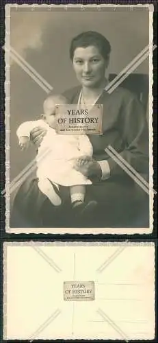 Foto AK Mutter Kind Fotografie Druckstempel F. Schraudner Bamberg 1927