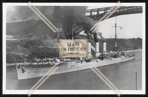 Foto SMS S.M.S. Karlsruhe 1912 o. 1916 im Kaiser Wilhelm Kanal Kleiner Kreuzer 
