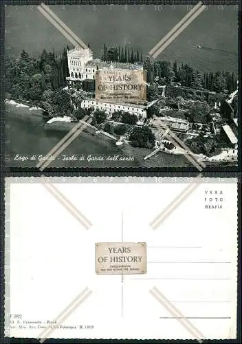 Foto AK Gardasee Isola del Garda Lombardia Lago Villa Borghese Luftbild 