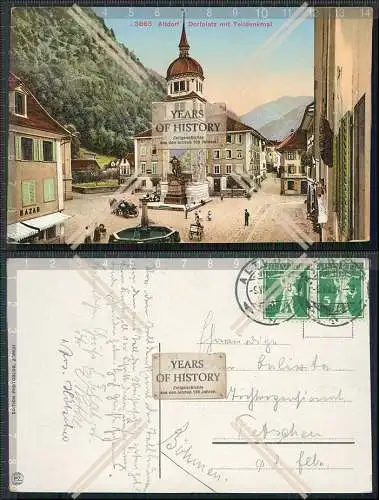 AK Altdorf Kanton Uri Dorfplatz mit Telldenkmal 1911 Schweiz gelaufen