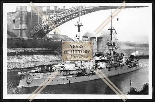 Foto S.M.S. Preußen 1903 Linienschiff im KW Kanal Kaiserliche Marine