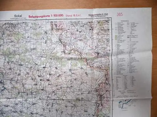 Landkarte Heereskarte Dienstgebrauch Großblatt 385 Sokal Ukraine Stand 06. 1941