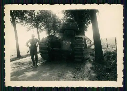 Foto Panzer Tank Beute - Gueprat I Char de Bataille B1 Renault Frankreich 1940