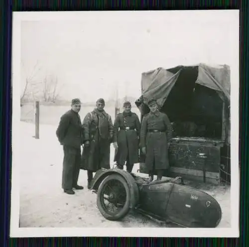 Foto Motorrad Krad Fahrzeug Soldaten Wehrmacht Winter Ostfront Ukraine 1942