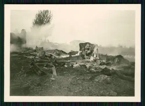 Foto zerstörtes Geschütz Flak Ostfront 1942 Info Rückseite