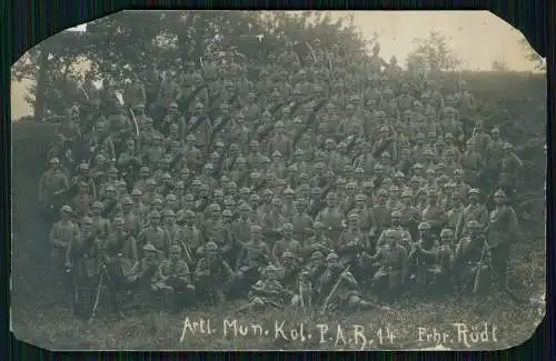 Foto AK 1. WK Deutsche Soldaten Arlt. Mun. Kol. F.A.R. 14 Frhr.. Rüdt