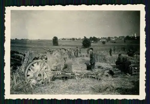 Foto Soldaten Geschütz Flak Feuerstellung Russland 1941-42 Info Rückseite