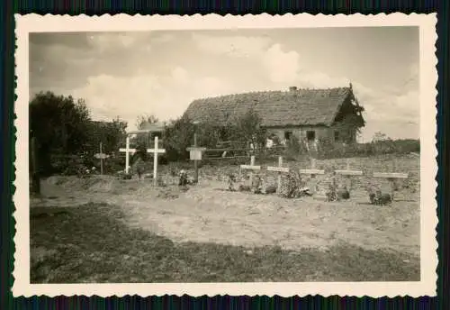 Foto Deutsche Soldaten Gräber Kreuze Namen Ostfront 1942