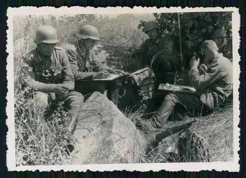 Foto Soldaten Wehrmacht Nachrichten Telefon Funk Russland 1941 Info Rückseite