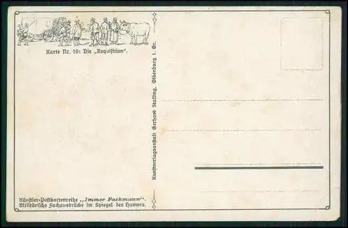 AK 1. WK Künstler Karte Arthur Thiele Karte Nr. 10 Die Requisition Scherz Damen