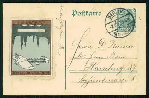 Postkarte mit Marke National-Spende-FLVG-Hamburg Berlin 1912 gelaufen