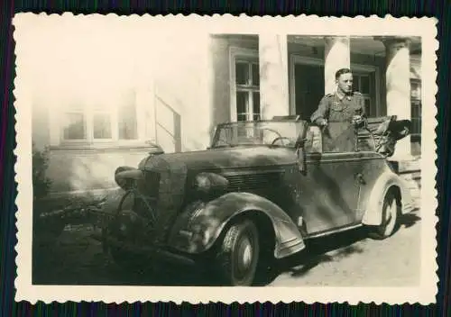 3x Foto Soldat mit Fahrzeug Pkw Kfz.der Wehrmacht Wanderer W 24? Mercedes Benz ?