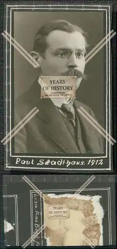 Foto Portrait Herr im Anzug Brille Schnauzbart Paul Stadthaus Leipzig 1912 