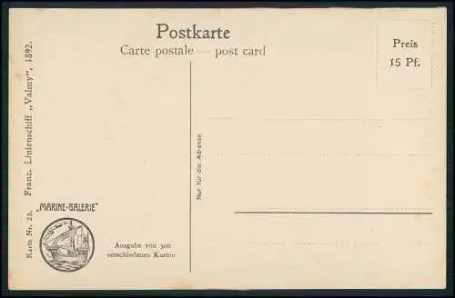 Künstler-AK Christopher Rave - Karte Nr. 23. Franz. Linienschiff „Valmy", 1892.