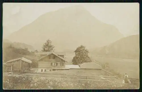 Echt Foto AK bei Sand in Taufers Südtirol Italien, Panorama Holzhaus um 1900